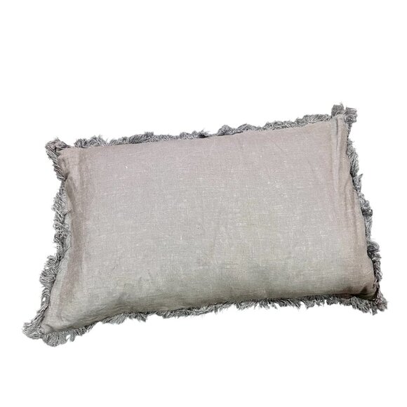 Restoration Hardware Linen Frayed Edge 14x22 Lumbar Graphite Pillow French Flap